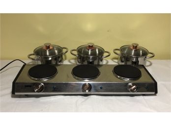 Triple Burner Buffet Station With 5 Ply Copper Core Pots By Living Home