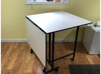 White Laminate Craft Table With Locking Casters