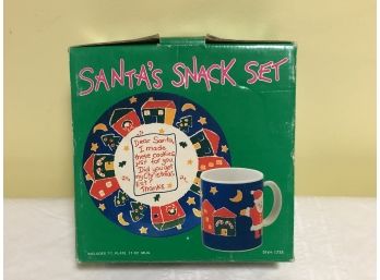 Santa's Snack Set Boxed With Two Milk Mugs And Cookie Plate