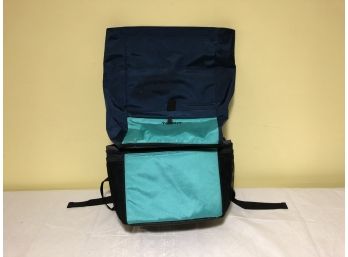 Cooler Back Pack In Navy And Aqua