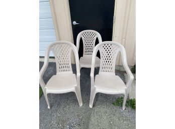 3 Plastic Outdoor Chairs