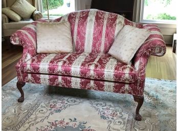 Gorgeous Chippendale Style Camel Back Loveseat With Ball & Claw Feet - Fantastic Upholstery - NEW CONDITION