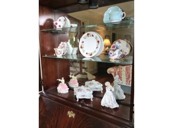 Contents Of Cabinet - Vintage Tea Cups - Porcelain Trinket Box & More - All In Beautiful Condition - ONE LOT !
