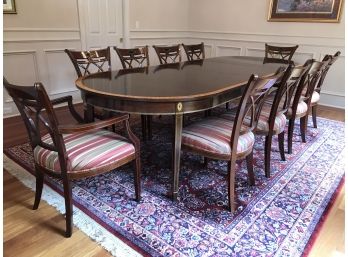 Phenomenal Federal Style STICKLEY Dining Table Paid $13,500 - Banded & Inlaid - Three Leaves & Table Pads