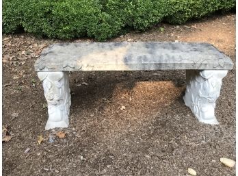 Lovely Concrete Garden Bench With Ivy - Very Pretty Piece - No Damage - Great Patina On Top - GREAT SIZE !