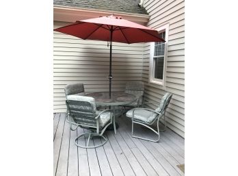 Patio Set By WINSTON Seagrove Collection - Paid $3,350 - QUALITY Aluminium Dining Set With Umbrella - LIKE NEW