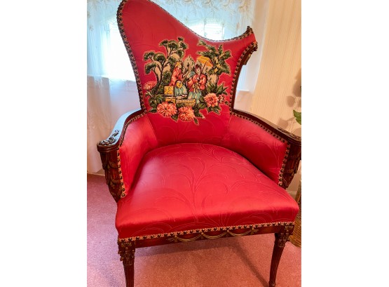 Vintage Style Of Hollywood Regency Asymmetric Red Arm Chair (1 Of 2)