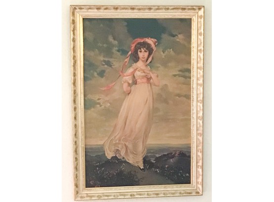 Young Girl With Bonnet - Ocean In Background Vintage Reproduction