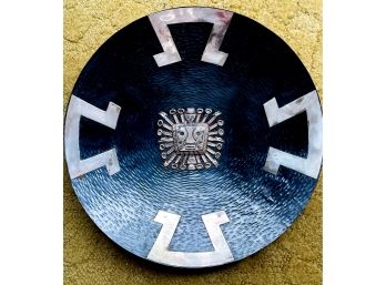 Aztec Metal Wall Plate Decor With Silver Accents