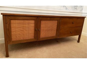 MCM Low Console Side Table With Weave (minor Repairs Needed See Pics)