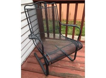 Oak Leaf Wrought Iron High Back Spring Chair