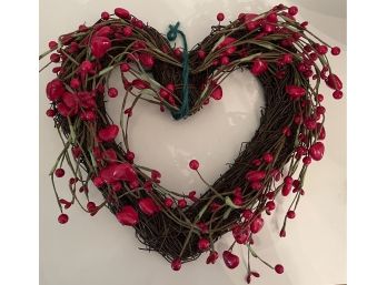 Heart Faux Berry Branch Weave Decor