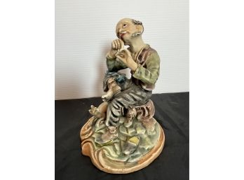 Vintage Capodimonte  Porcelain Figurine Sculpture Man Changing Shoes Made In Portugal