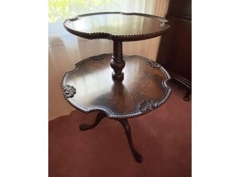 Antique English Style 2-Tier Pie Crust Table