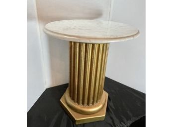 Italian Marble Table With Gilt Pillar