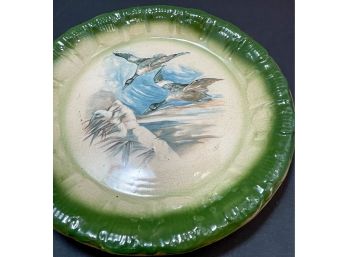 Vintage Porcelain Green Flying Mallards Serving Platter