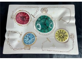 Vintage Pocket Watch And Clock Ashtray