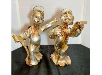 Angel Statues With Scroll Of Music