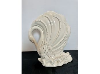 Swan Vase With Gold Accents