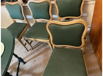 4 French Country Chairs With Green Upholstery