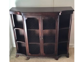 French Mahogany Buffet/Storage Cabinet With Wire Doors