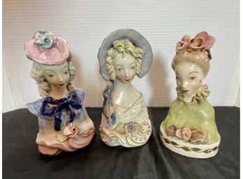 Set Of 3 Beautiful Busts By Corday