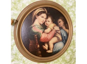 Madonna Of The Chair By Rafael Reproduction In Round Frame