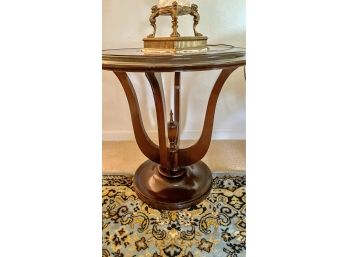 French Art Deco Accent Table Leather Top And Carved Wood And Leather Top (2 Of 2)