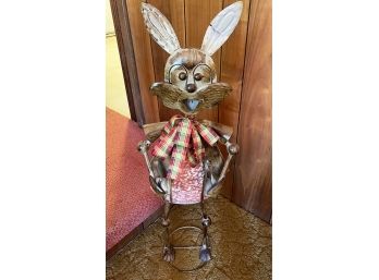 Floor Standing Metal Colored Bunny Decor