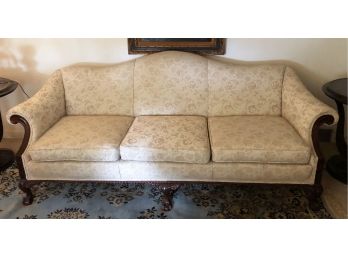 Cream With Floral Embossed Floral Design Clawfoot Couch