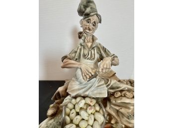 Capodimonte Scultore Tiziano-Galli Vintage Figure 'Man Peeling Potatoes'