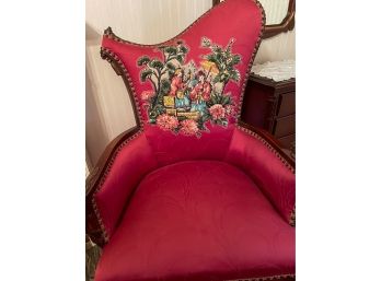 Vintage Style Of Hollywood Regency Asymmetric Red Arm Chair (2 Of 2)