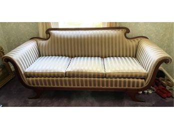 Gilliam Furniture Mahogany And Green Stripe Sofa