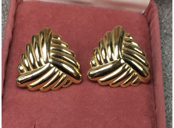 Fabulous 14kt Gold Earrings - Very Good Condition - See Photo For Size - With 14kt Gold Backs & Posts