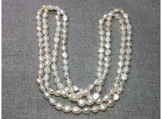Fantastic 60' Inch - YES SIXTY INCH Strand Genuine Cultured Baroque Pearls - That Is Five Feet - BEAUTIFUL !