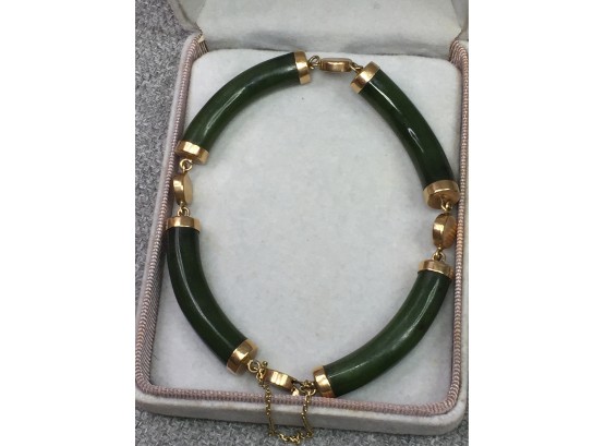 Absolutely Fabulous Antique Jade & 14k Gold Bracelet - Estate Piece - Purchased 60 Years Ago In NYC