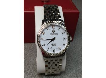 Fantastic Brand New CROTON Diamond Case Watch - Mens / Unisex - $696 Retail - Sapphire Crustal / Swiss Quartz