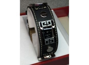 Brand New Ladies $495  GIVENCHY - PARIS - Black Leather Bracelet Watch - Swiss Made - Fantastic Gift Idea