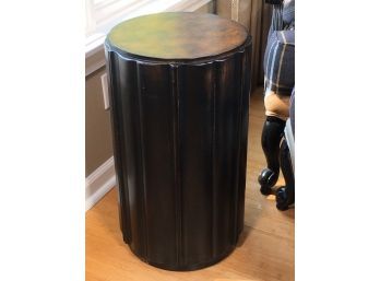 Very Nice Cylindrical End Stand / Table ETHAN ALLEN - Fluted Design - Burl Wood Finigh Top - GREAT PIECE !