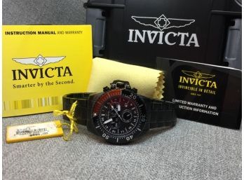 Handsome Brand New INVICTA Mens Chronograph Watch - Black / Red - $895 Retail - With Box / Booklet - NICE !