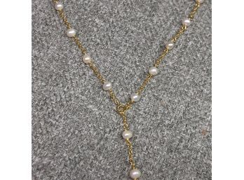 Very Elegant And Pretty Sterling Silver / 925 & Fresh Water Drop Pearl Necklace - Very Delicate - So Pretty