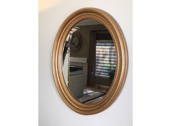 Very Nice And Very Simple Oval Mirror With Warm Mellow Gold Colored Frame - Nice Vintage Piece !