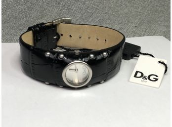 Brand New $395 DOLCE & GABBANA Black Leather Bracelet Watch - New With Tag - New Retail Price Almost $395