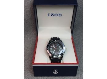 Great Classic Look ! - IZOD / LACOSTE Mens / Unisex Watch - Black Silicone Strap  Gray Dial - Brand New
