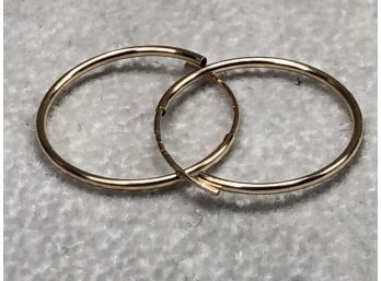 Lovely Brand New 14kt Yellow Gold Hoop Earrings - Approximately Dime Sized - Never Worn - Brand New - NICE !