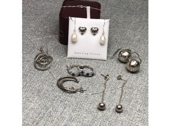 Fantastic Assorted Sterling Silver / 925 Earring & Jewelry Lot - Earrings & Necklace - ALL FOR ONE BID !