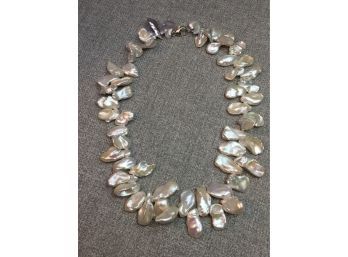 Incredible Natural Freshwater Baroque Pearl Necklace With Sterling Silver / 925 Clasp - Paid $750 - Amazing !