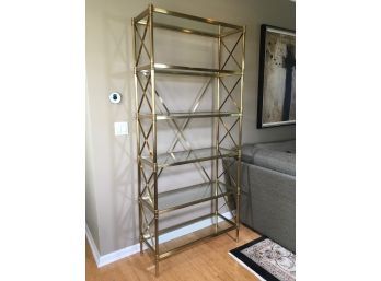 (1 Of 2) - Absolutely Spectacular ETHAN ALLEN Brass Etagere VERY LARGE & Extremely Heavy - Over 6-1/2' Ft Tall