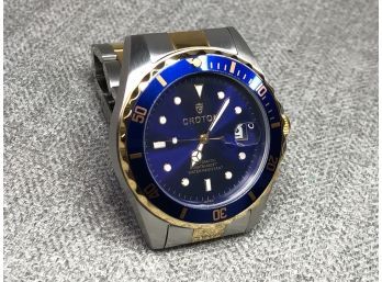 Fantastic Brand New CROTON Submariner Style Stainless Watch - Automatic Japanese Movement - Cobalt Blue Dial