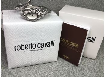 Incredible New Figural Silvertone Snake Watch By ROBERTO CAVALLI - $675 Retail Price - With Box & Booklets